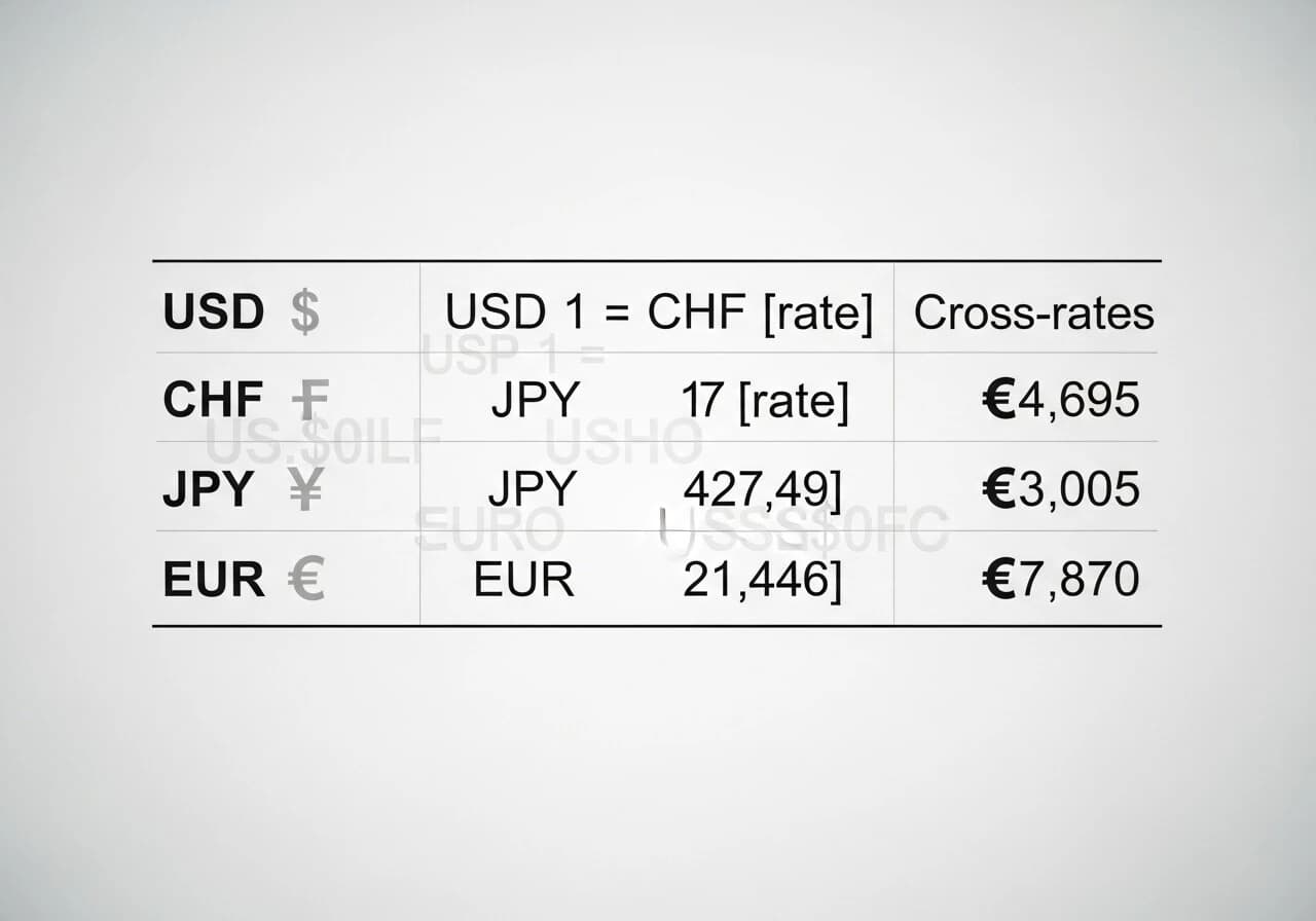 Como o dólar americano se compara ao franco suíço, ao iene japonês e ao euro nesta tabela?