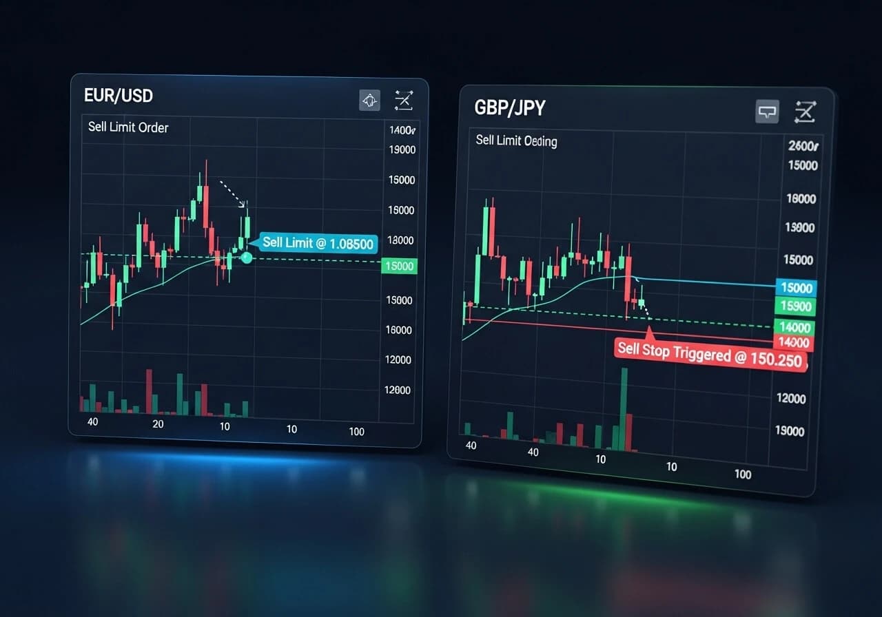 Qual é a Diferença Entre Sell Limit e Sell Stop no Forex Trading?